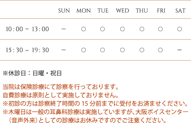 あべのハルカス坂本耳鼻咽喉科の営業時間